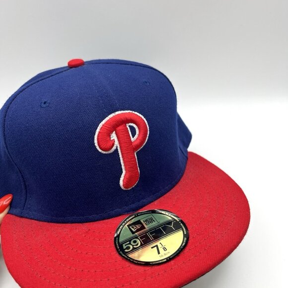 New Era 59fifty Philadelphia Phillies Red & Blue Fitted Cap Hat 7 1/8 MLB - Picture 5 of 10